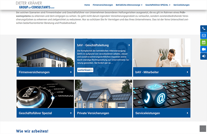 �bersichtlich, informativ,<br>wegweisend innerhalb der Webseite