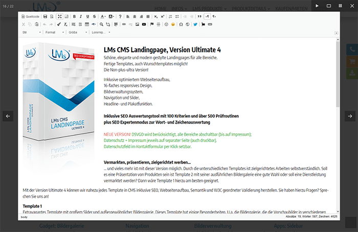 mit gro�em Bild, Navigation, Slideshow, Fullscreen, Thumbnails, Link