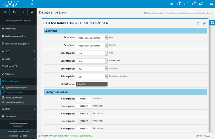 Schriftbild, Schriftgr��e und<br>Hintergrundfarben anpassen